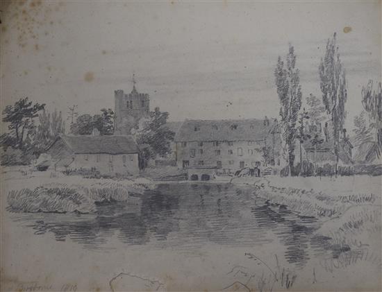 Henry Gastineau (1791-1876) a portfolio of pencil drawings Sussex landscapes 25 x 31cm